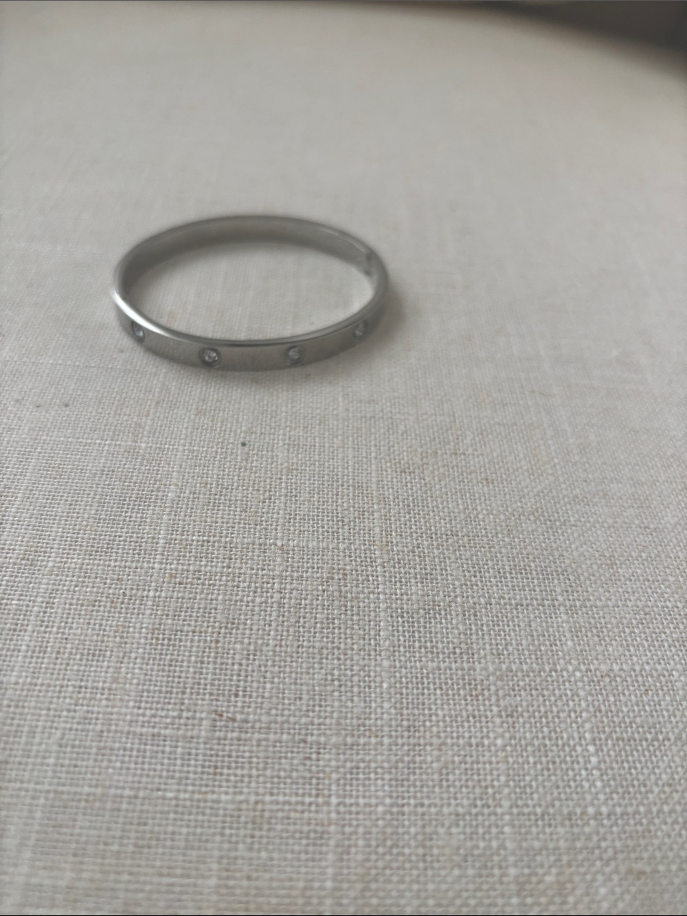 Source Unknown Silver Bracelet with Clear Stones
